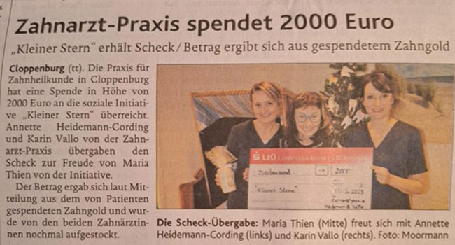 2000 Euro für „Kleiner Stern“